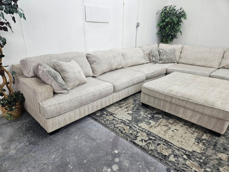 Ashley Rawcliffe Sectional Couch with Two Modular Extenders + Oversized Ottoman