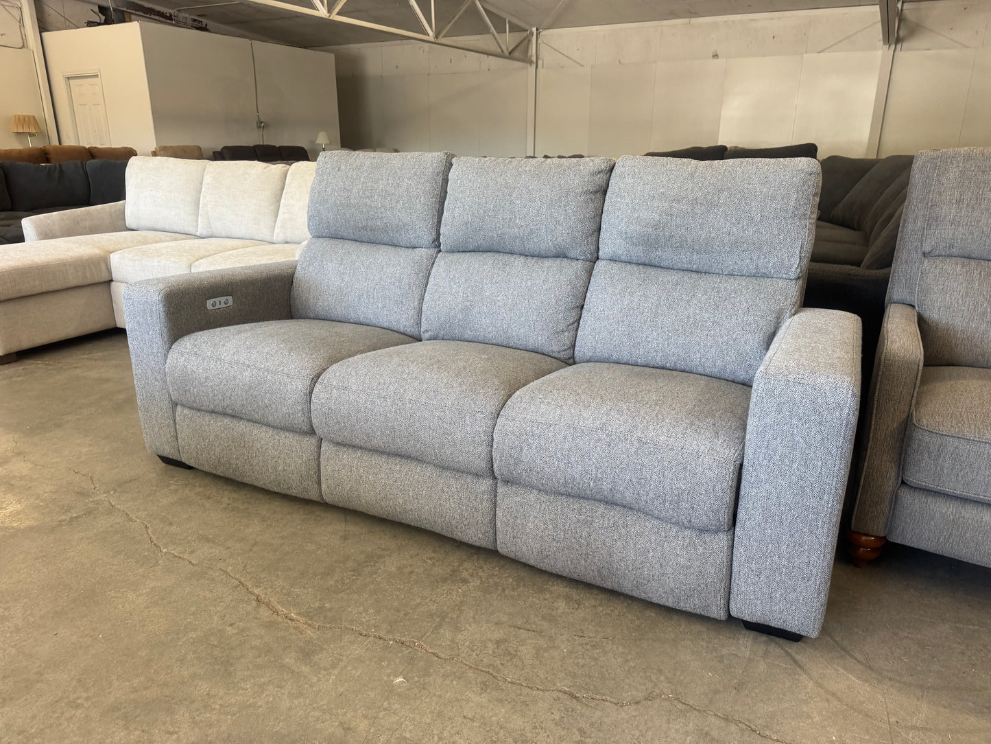 Gray Fabric Power Reclining Sofa