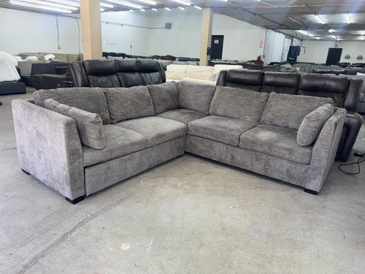 Gray L Shape Sectional with Sleeper Sofa