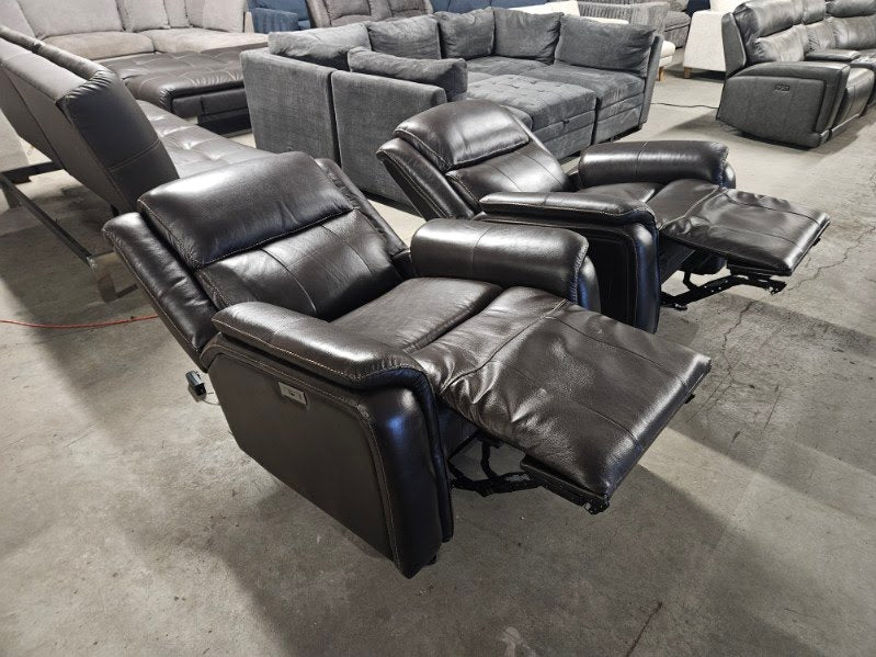 Barcalounger Bryson Dark Brown Leather Power Recliners (Pair)
