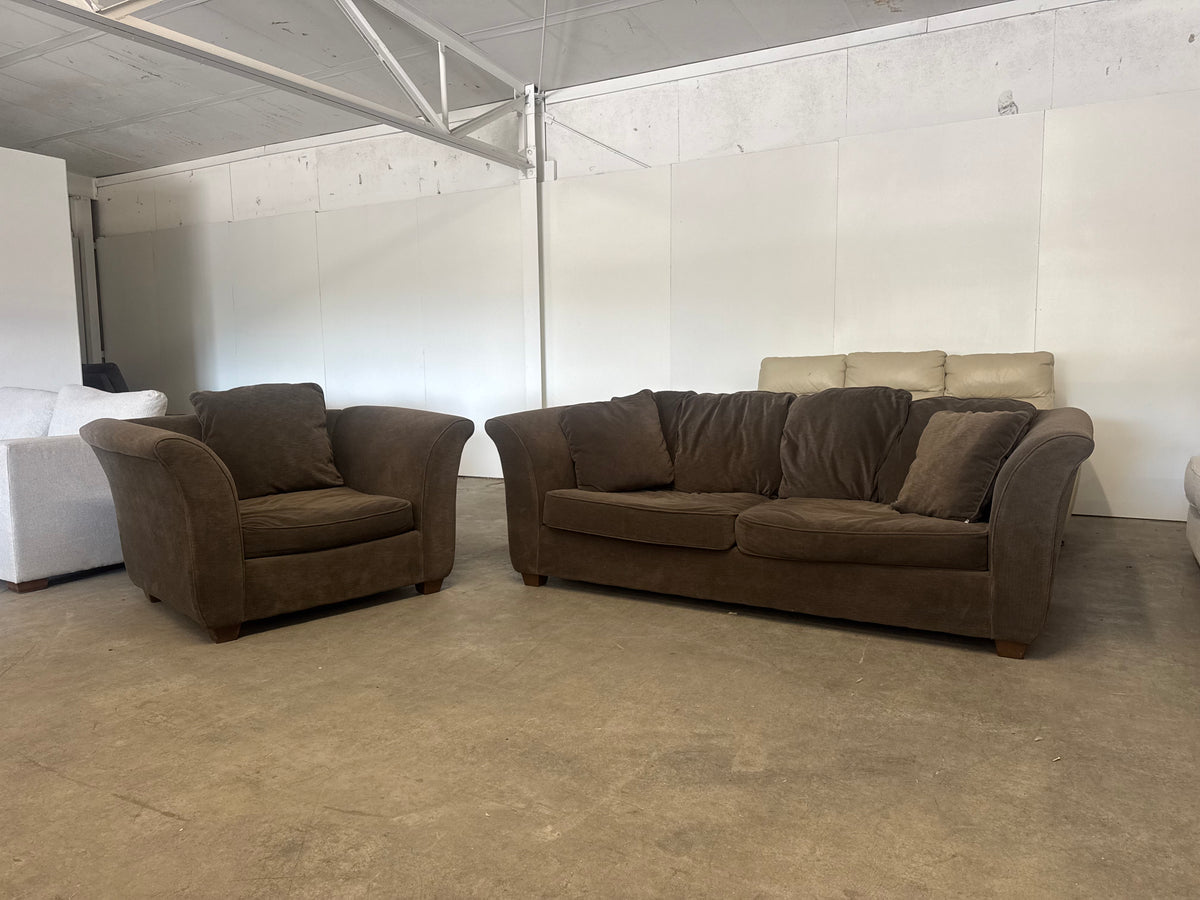 Charcoal Gray Couch & Oversized Armchair Set