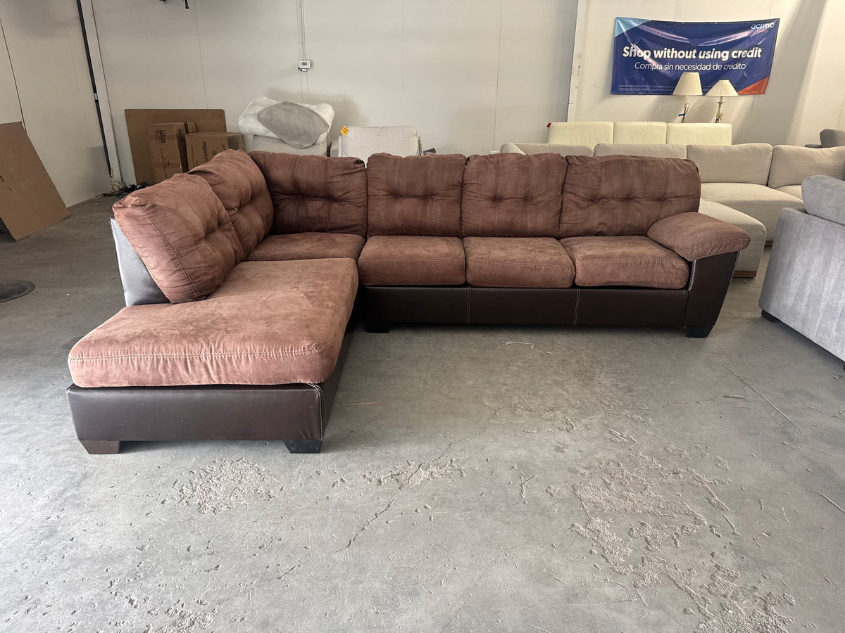 Brown Microfiber L-Shaped with Chaise