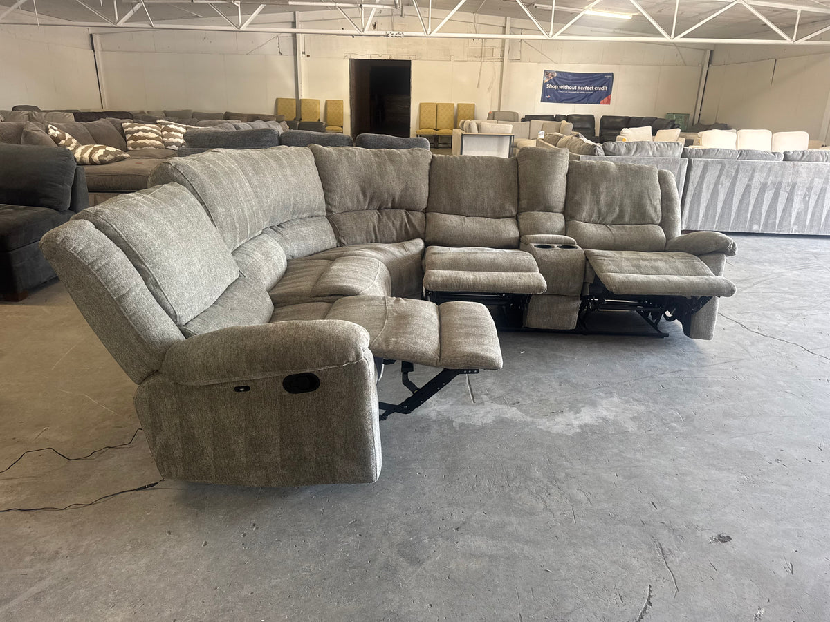 Gray L-Shaped Reclining Sectik Al Sofa with 3 Manual Recliners