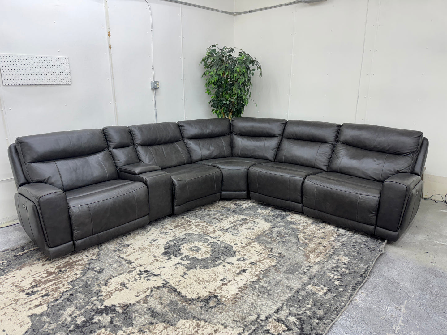 Leather Gray 6-Piece “Wylder” Modular Costco Sectional Couch