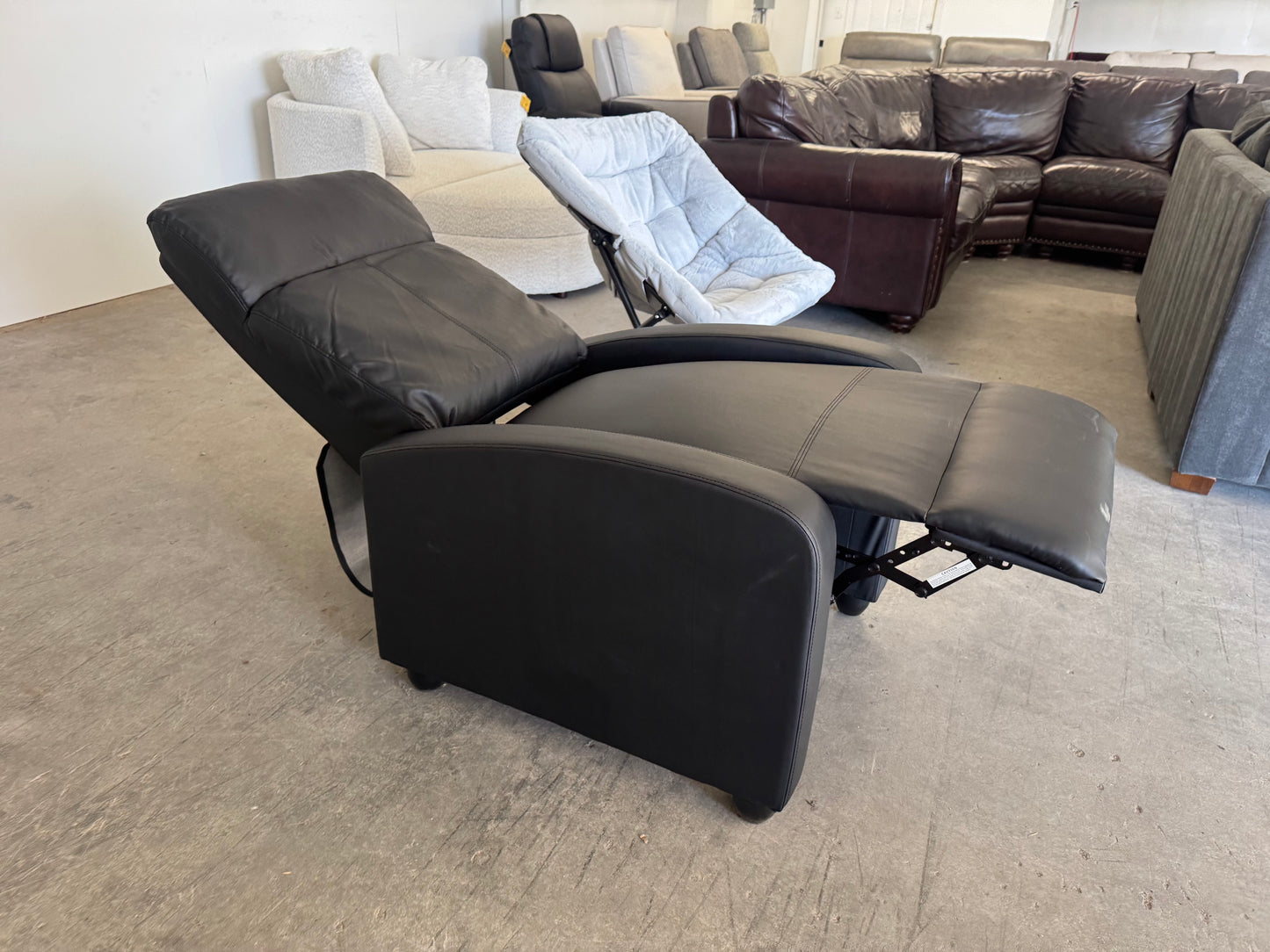 Brand New Black Vinyl Pushback Recliner