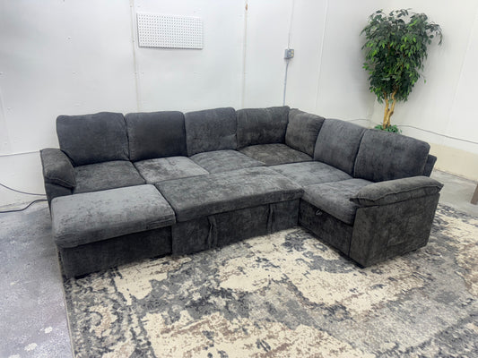 Brand New Gray L Shape Sleeper Sectional