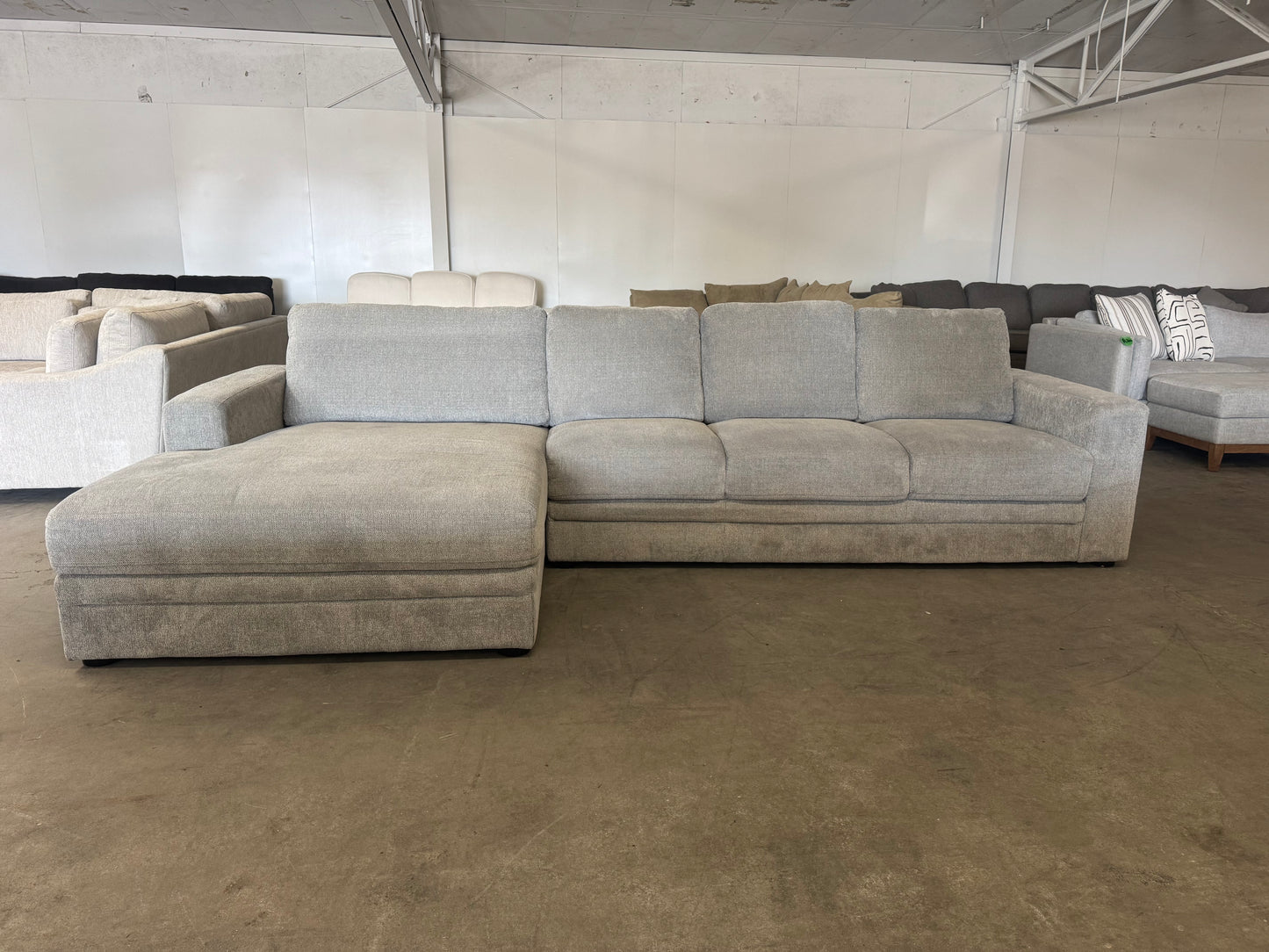 Gray Sectional Couch with Oversized Chaise