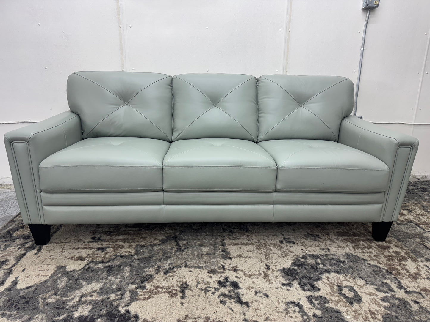 Brand New Teal Leather Abbyson Sofa