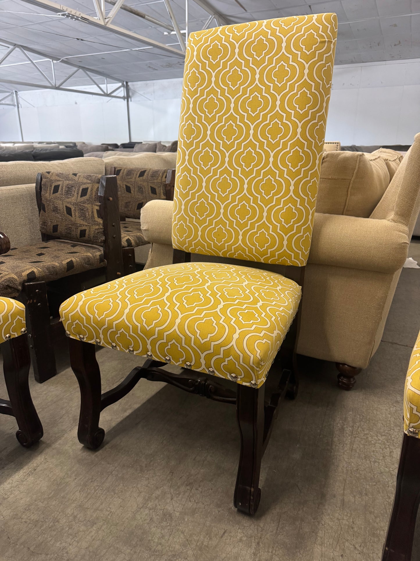 Set of 6 Matching Upholstered Wooden Dining Chairs