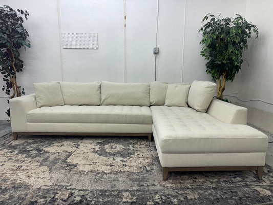 Beige Mid Century Modern Sectional with Chaise