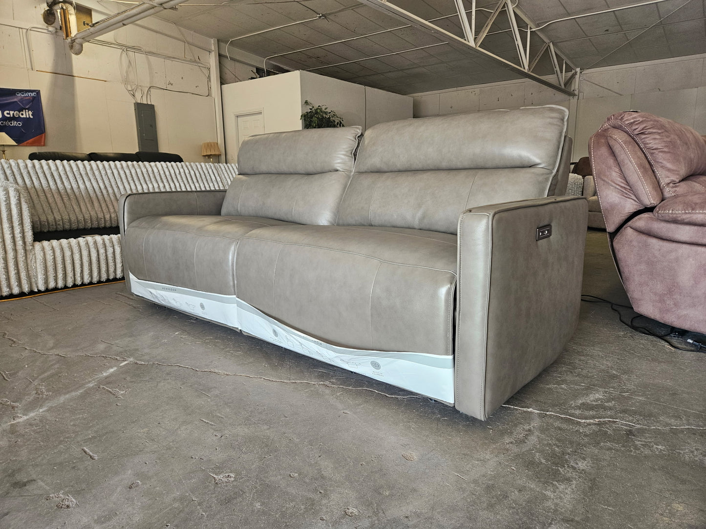 New Henredon Keira Leather Zero-Gravity Power Reclining Sofa