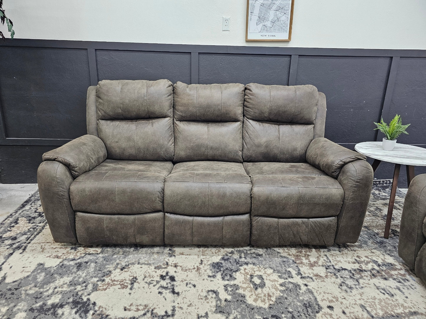 Like-new Brown Microfiber Couch and Loveseat Reclining Set (still has tags - made in USA)