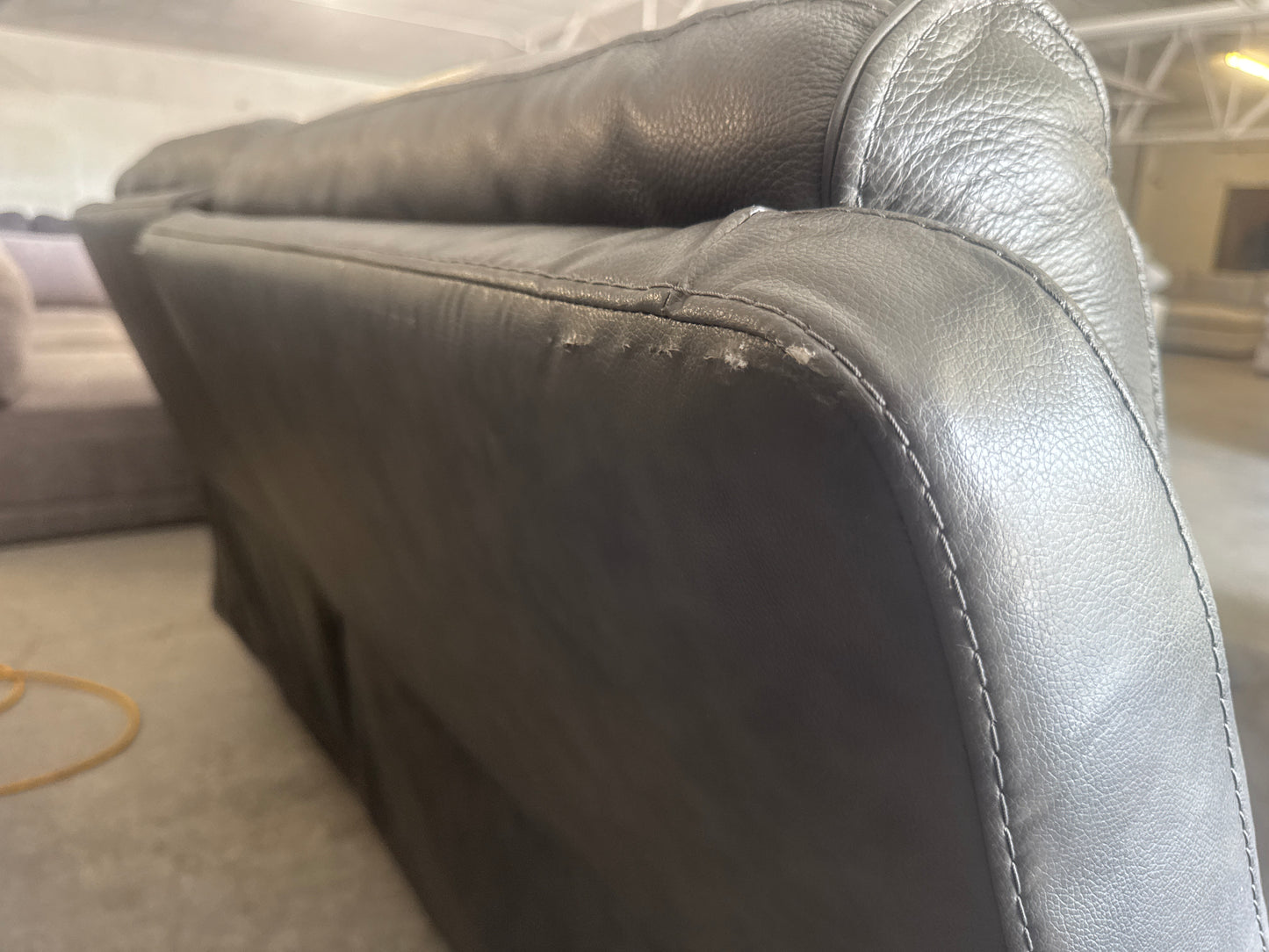 Dark Gray Leather 6-Piece Power Reclining Sectional w/ Power Headrests