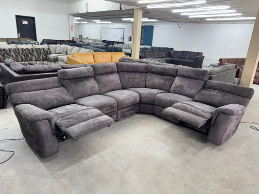 Gray 6 Piece Microfiber Modular Sectional with 2 Electric Recliners