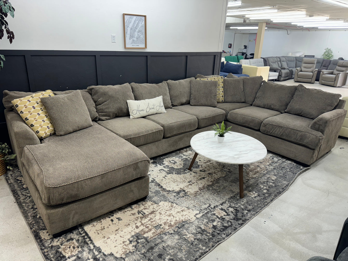GIGANTIC Brown U Shape Sectional Couch