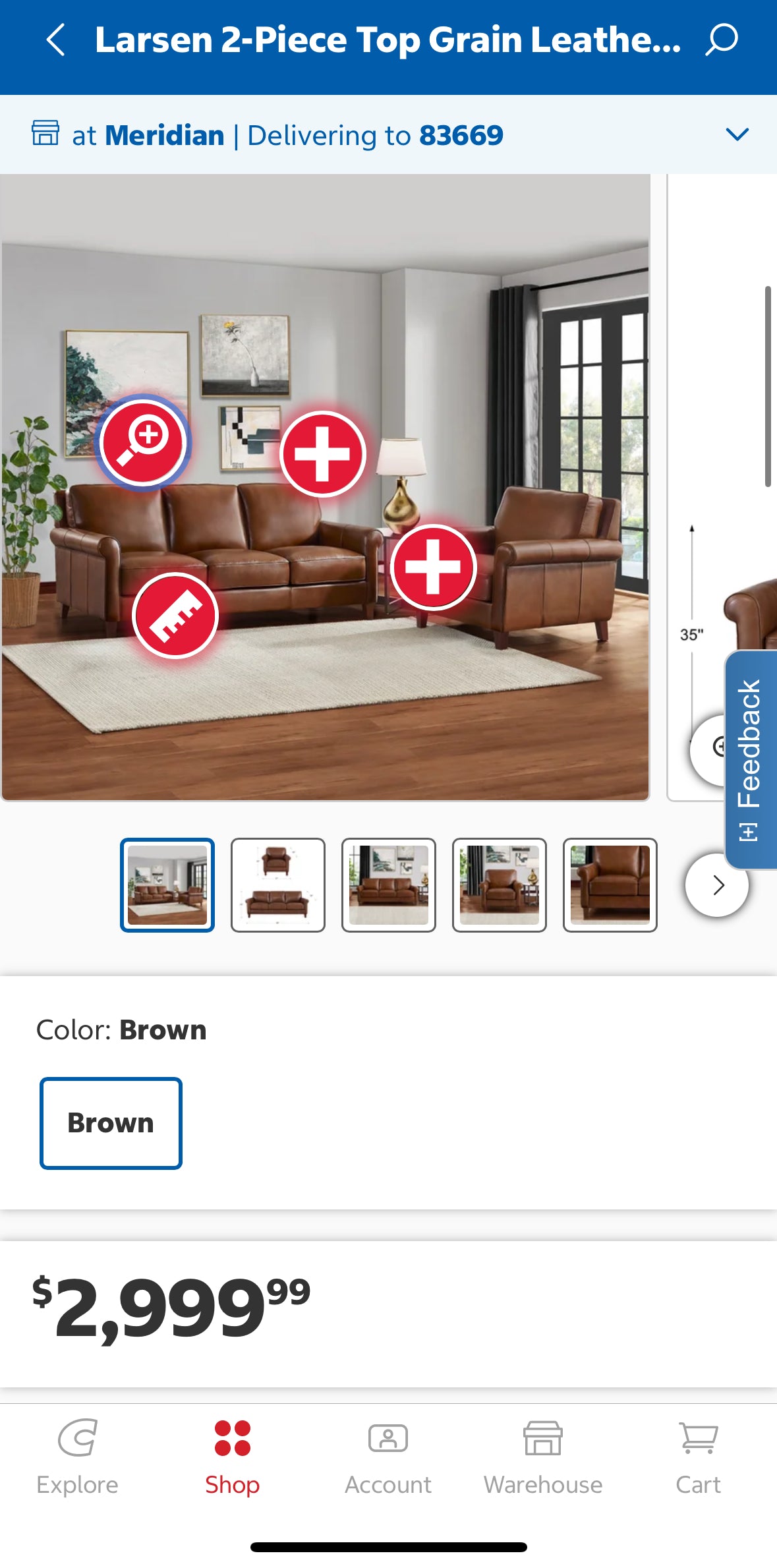 Like New Larsen 2-Piece Top Grain Leather Set