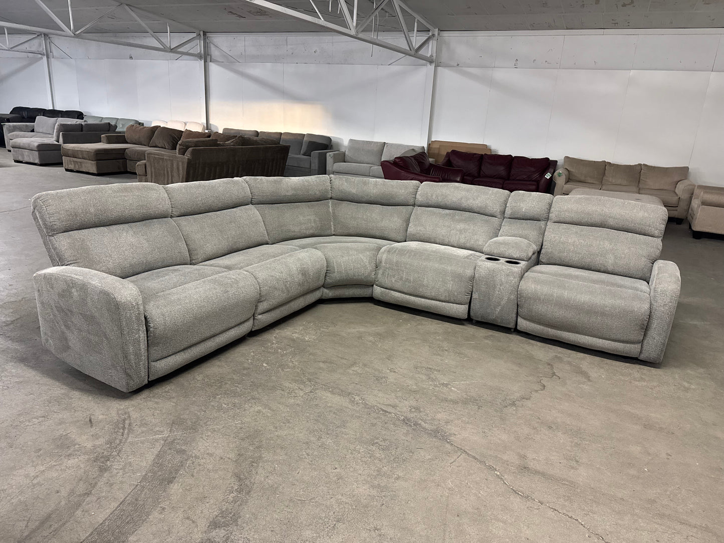 Gray 6-Piece Modular Sectional with 3 Power Recliners