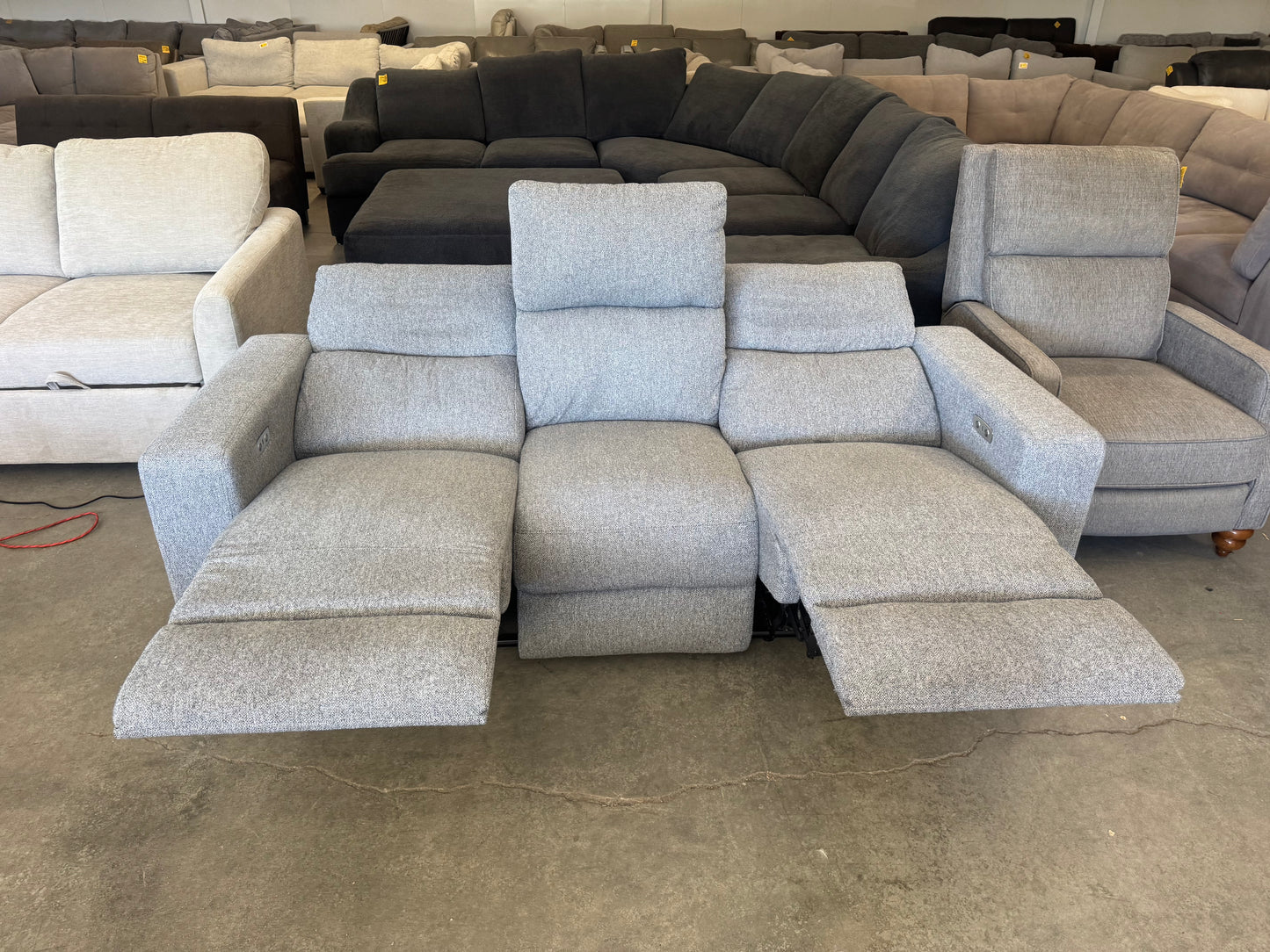 Gray Fabric Power Reclining Sofa