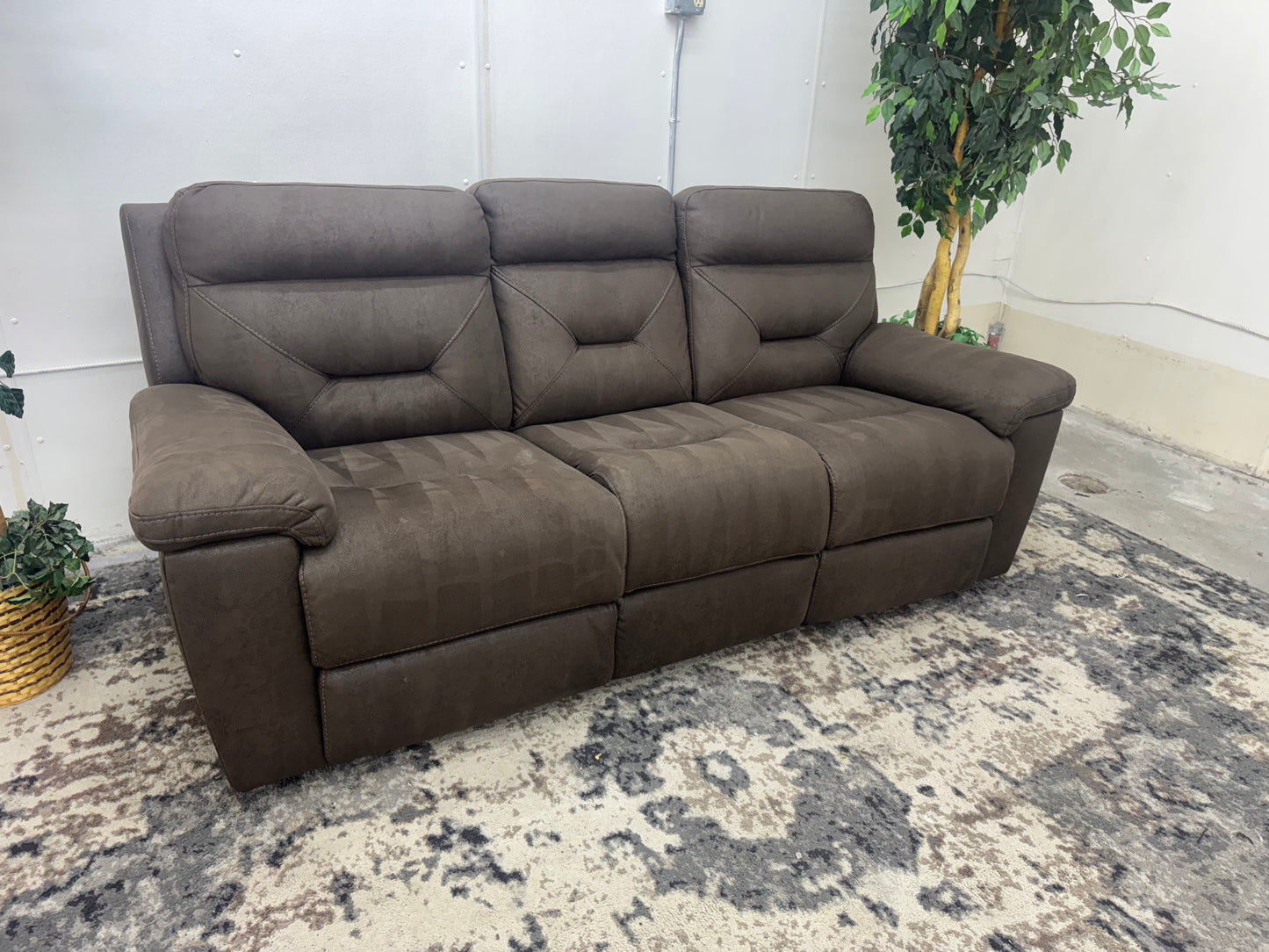 Brown Microfiber Electric Reclining Couch