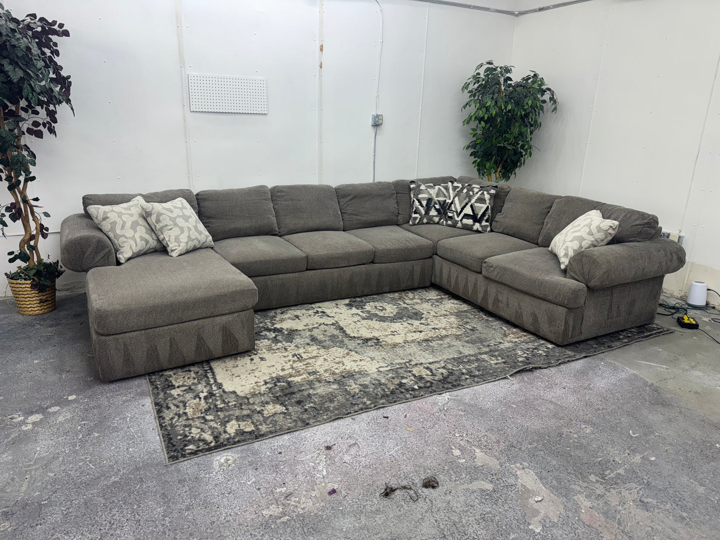 Huge Taupe U-Shaped Sectional with Chaise