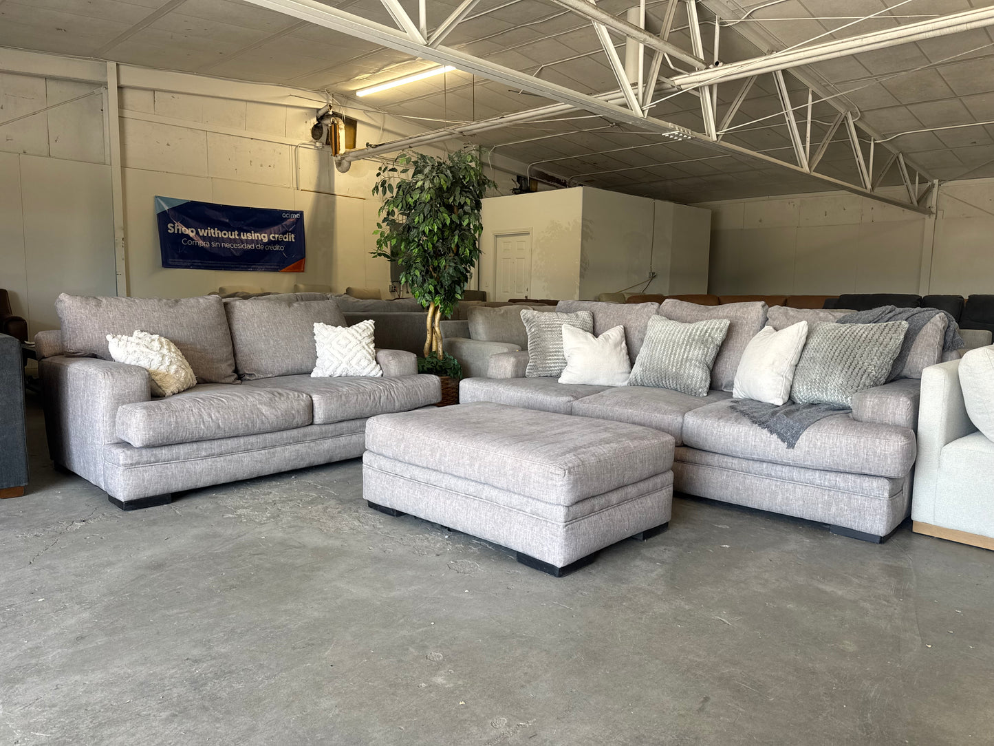 Taupe / Gray RC Willey Piccolo Series Set with Ottoman and Washable Covers