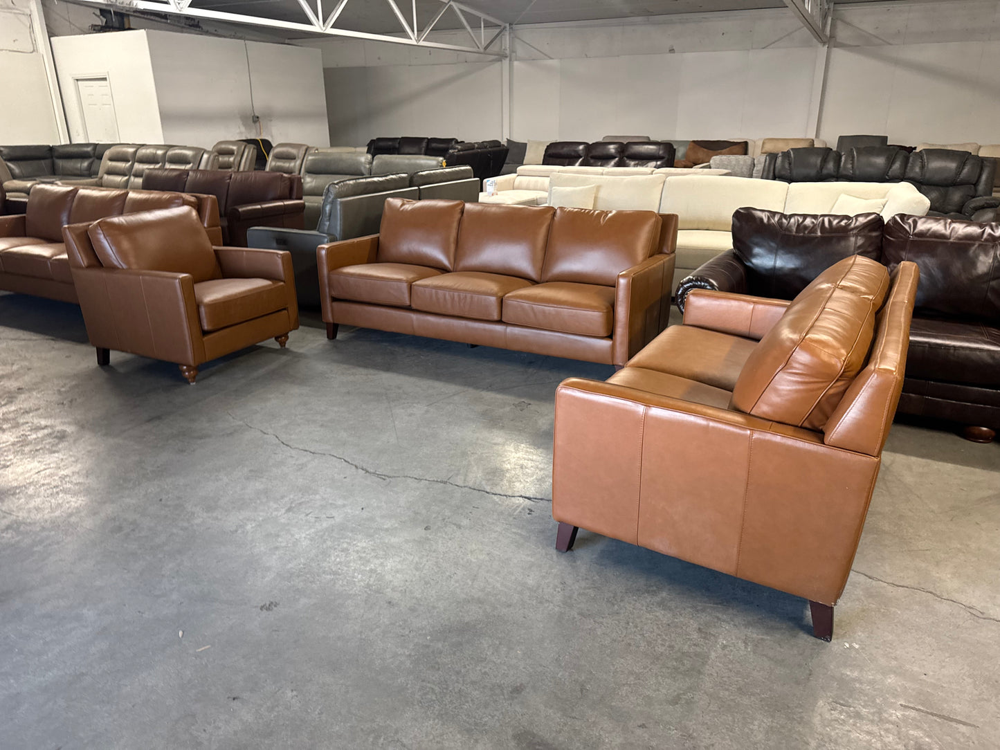 Leather Sofa Set – West Park 3-Piece Leather Set (Sofa, Loveseat & Chair)
