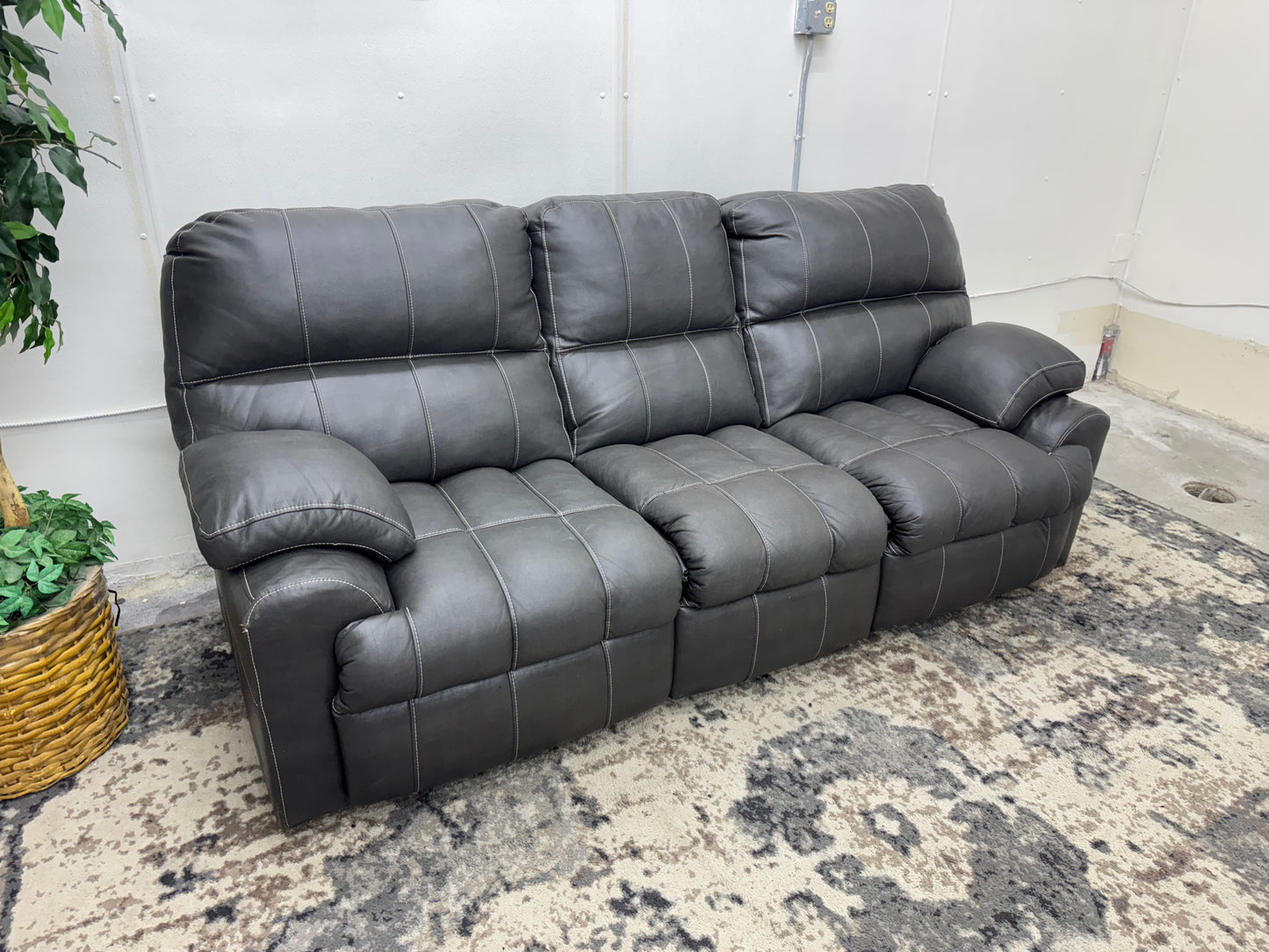 Charcoal Gray / Black Couch with Cupholders