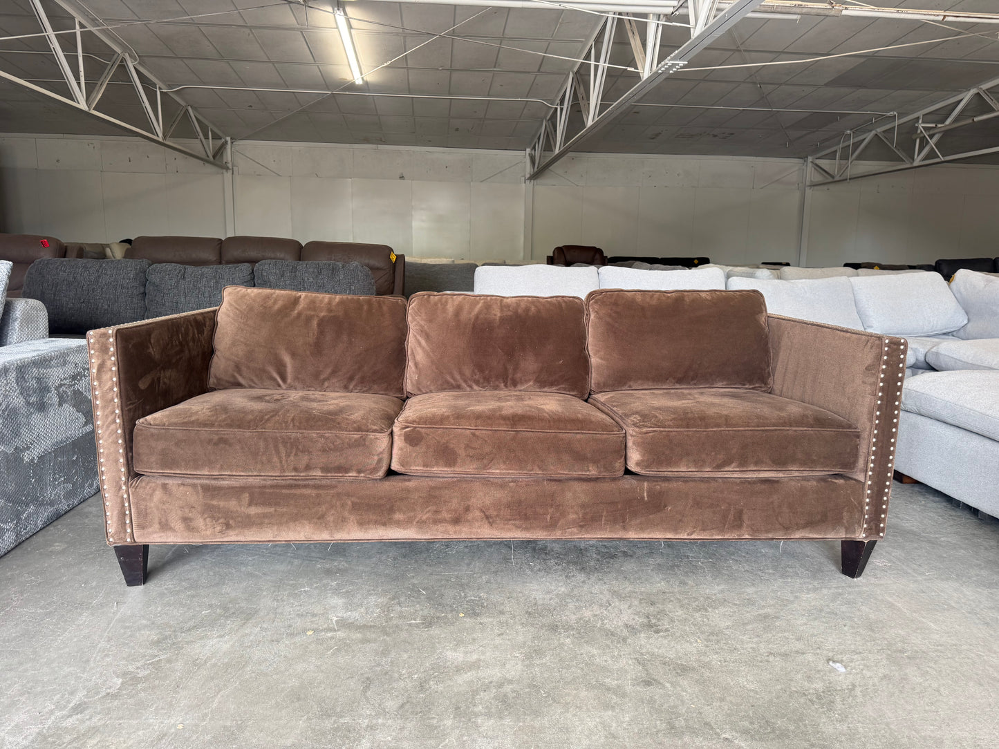 Brown Nailhead Trim Sleeper Sofa