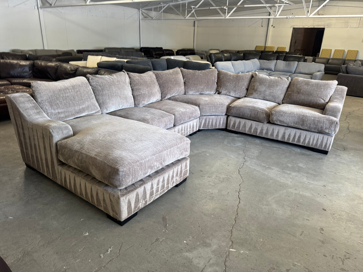 Huge Taupe Down-Filled U-Shaped Sectional with Chaise