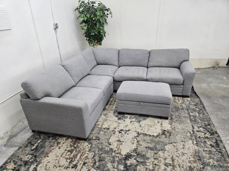 LIKE NEW Costco “Langdon” Sectional - Gray L Shape Sectional with Storage Ottoman