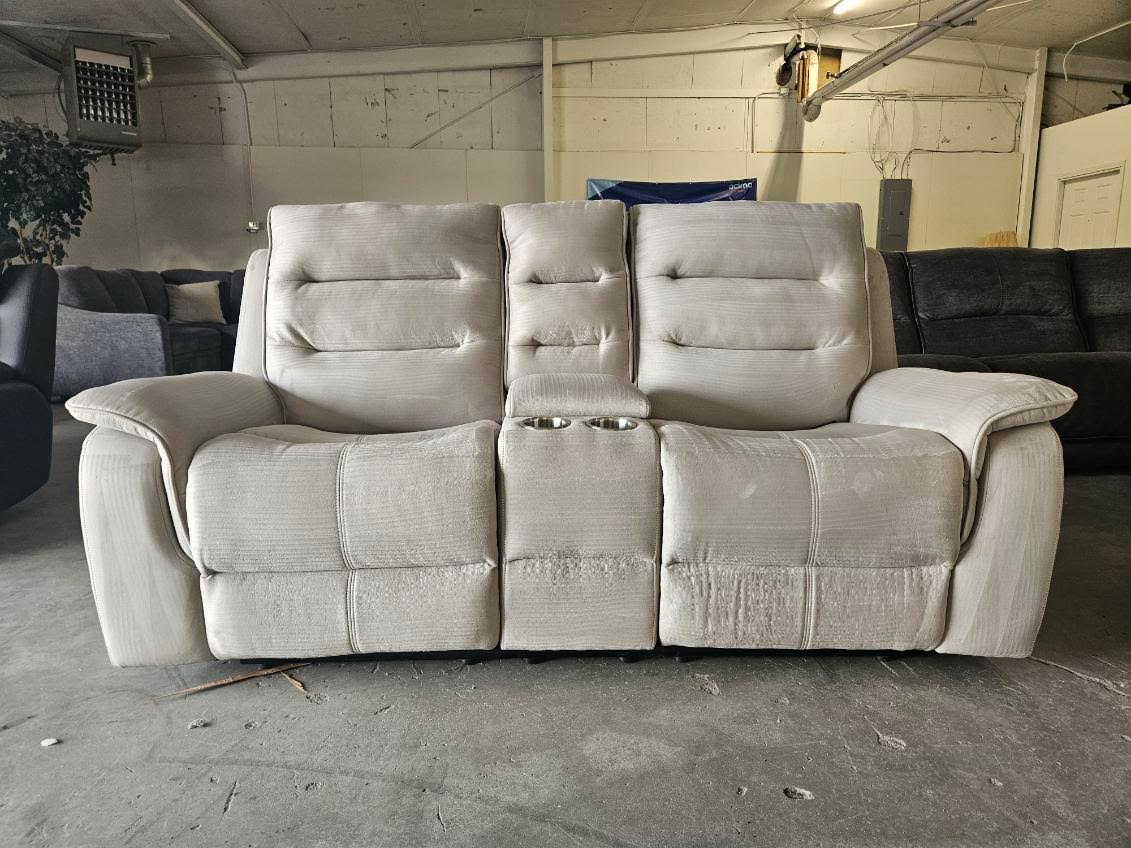 Gray Reclining Living Room Set – Power Sofa + Manual Loveseat