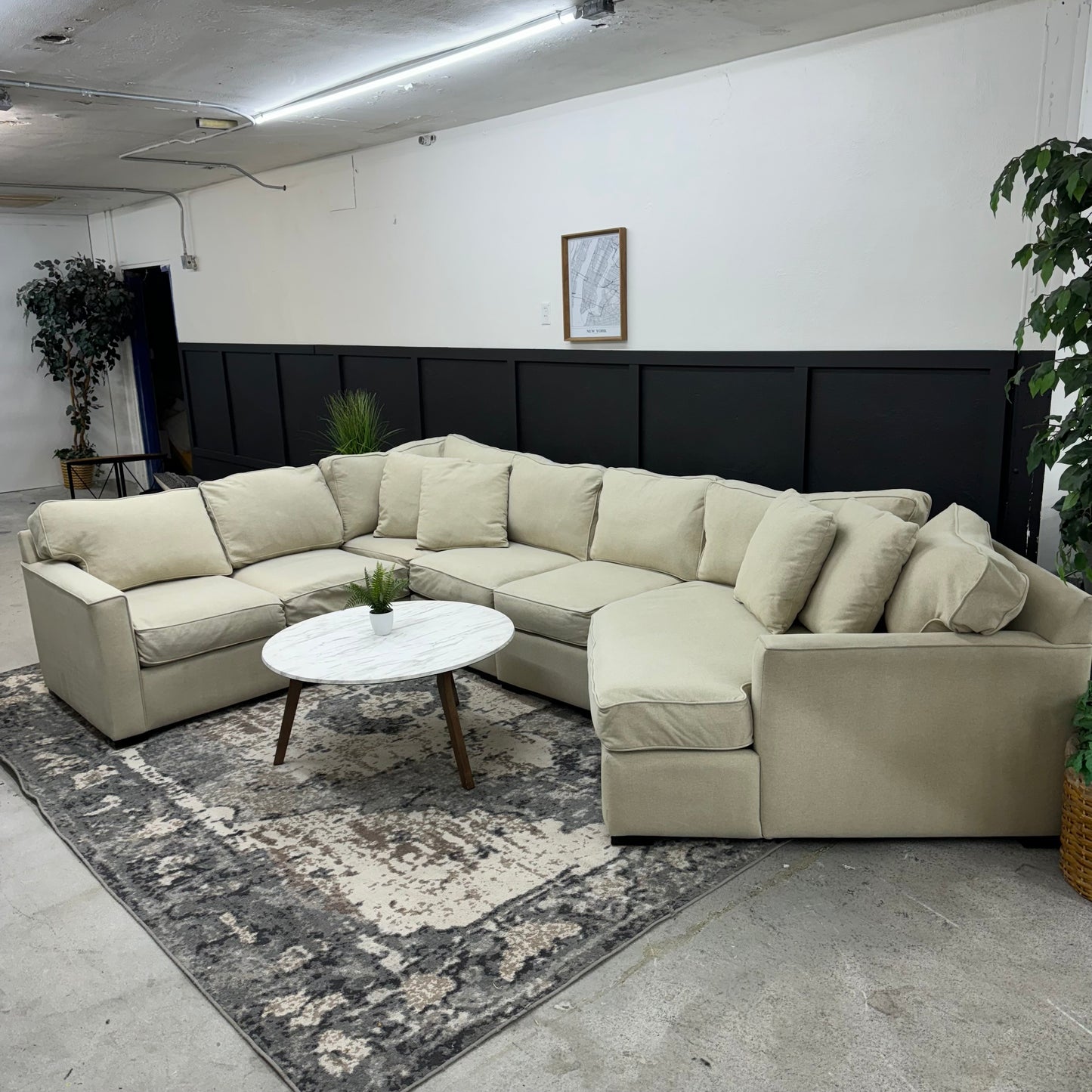 Beige Sectional Couch with Cuddler