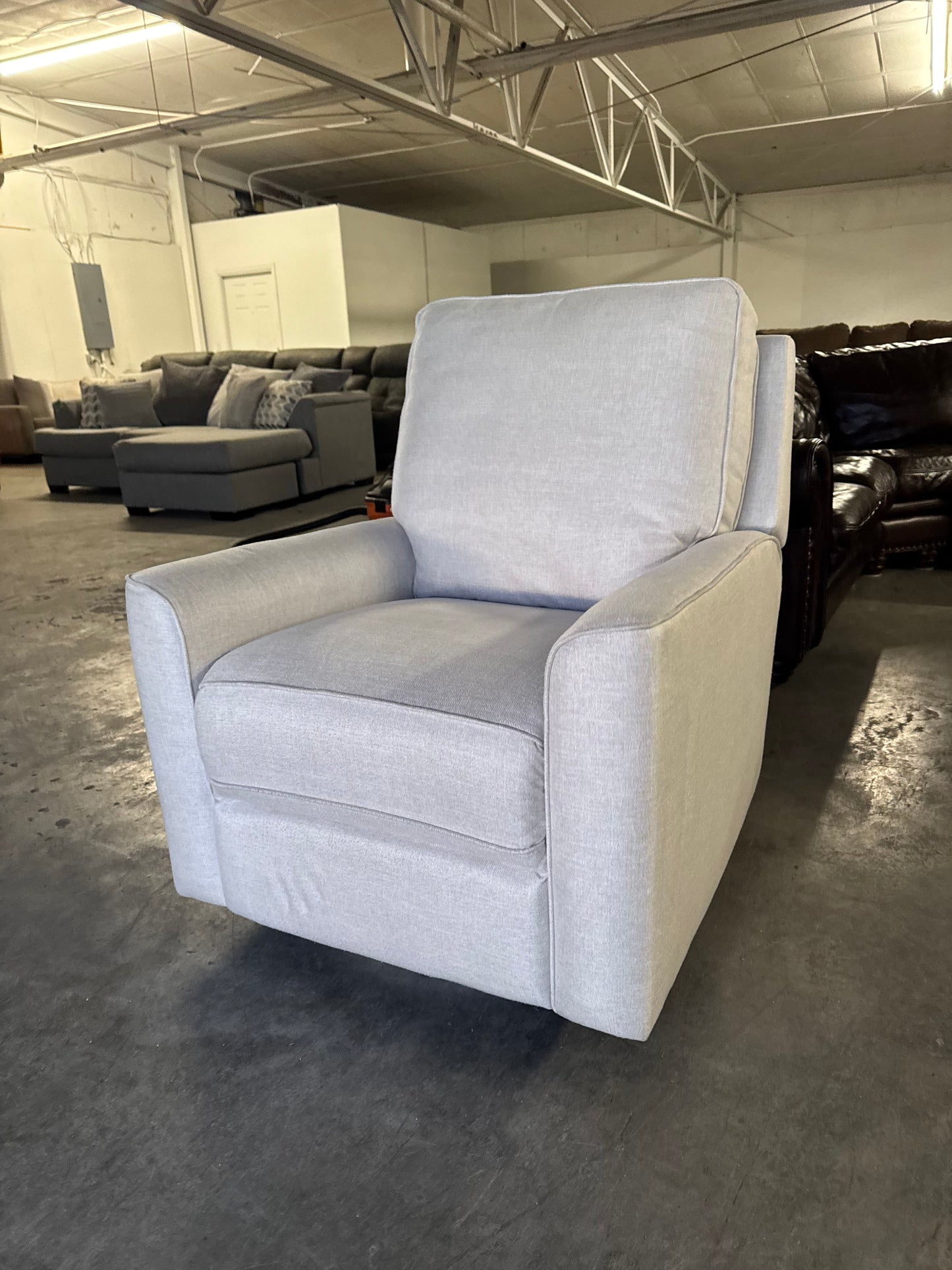 Cream Fabric Swivel Recliner