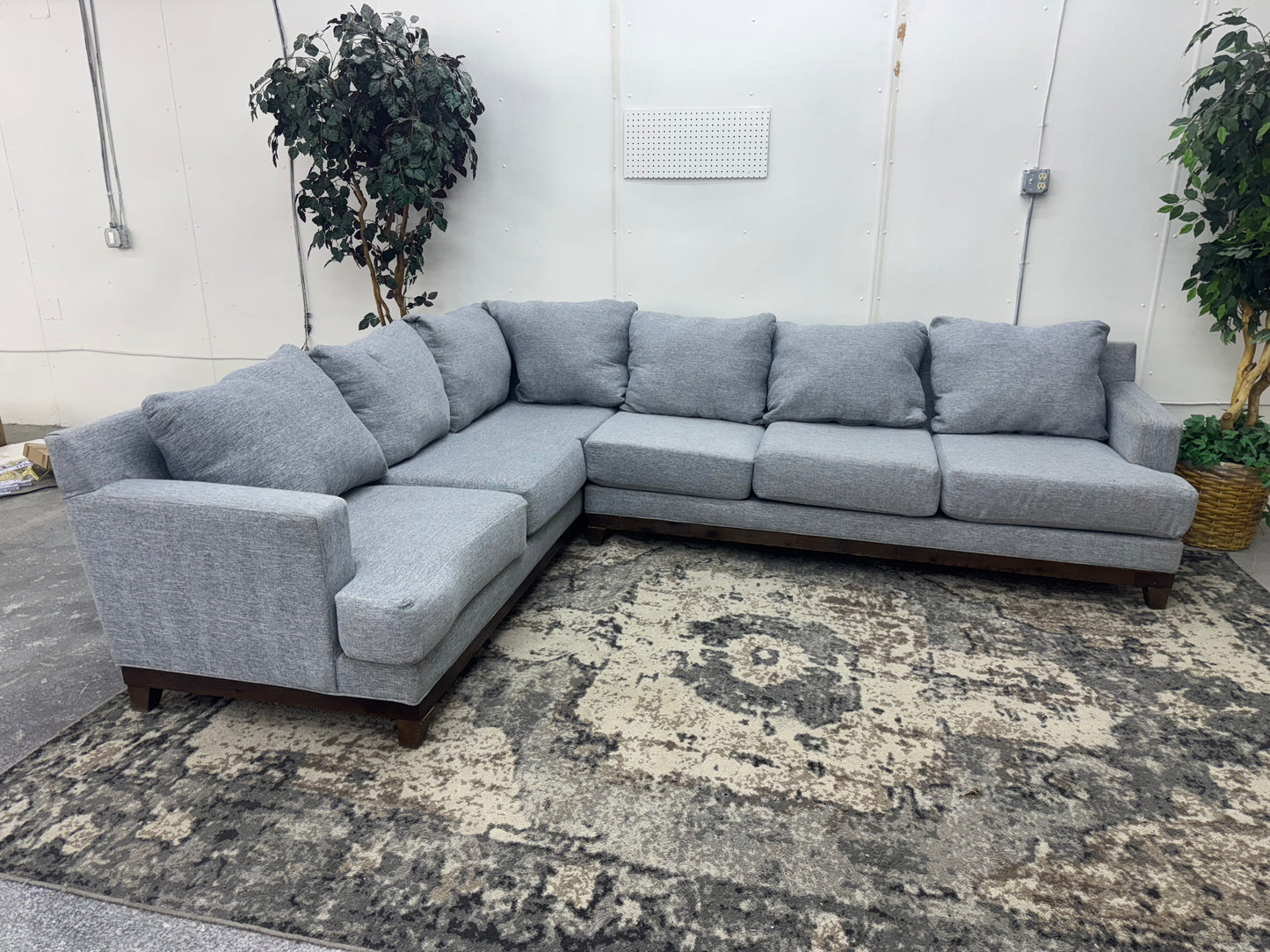 Blue Mid-Century Modern L-Shape Sofa