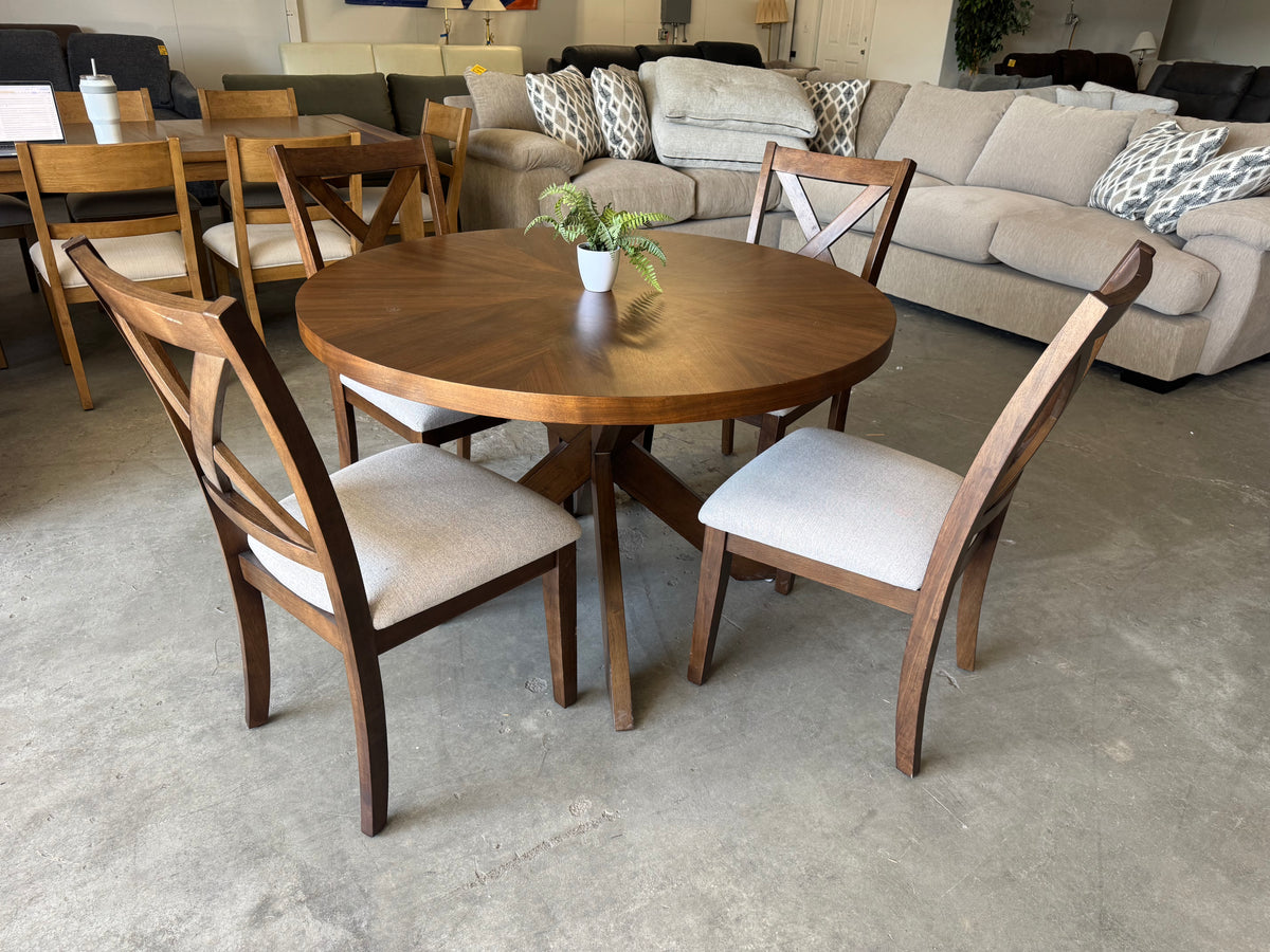 5-Piece Round Farmhouse Dining Set