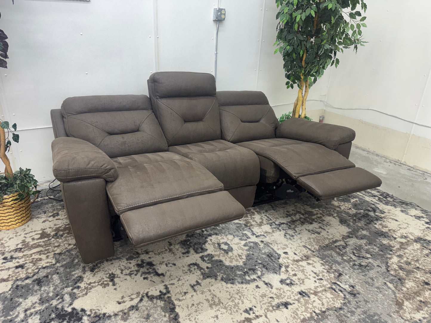 Brown Microfiber Electric Reclining Couch
