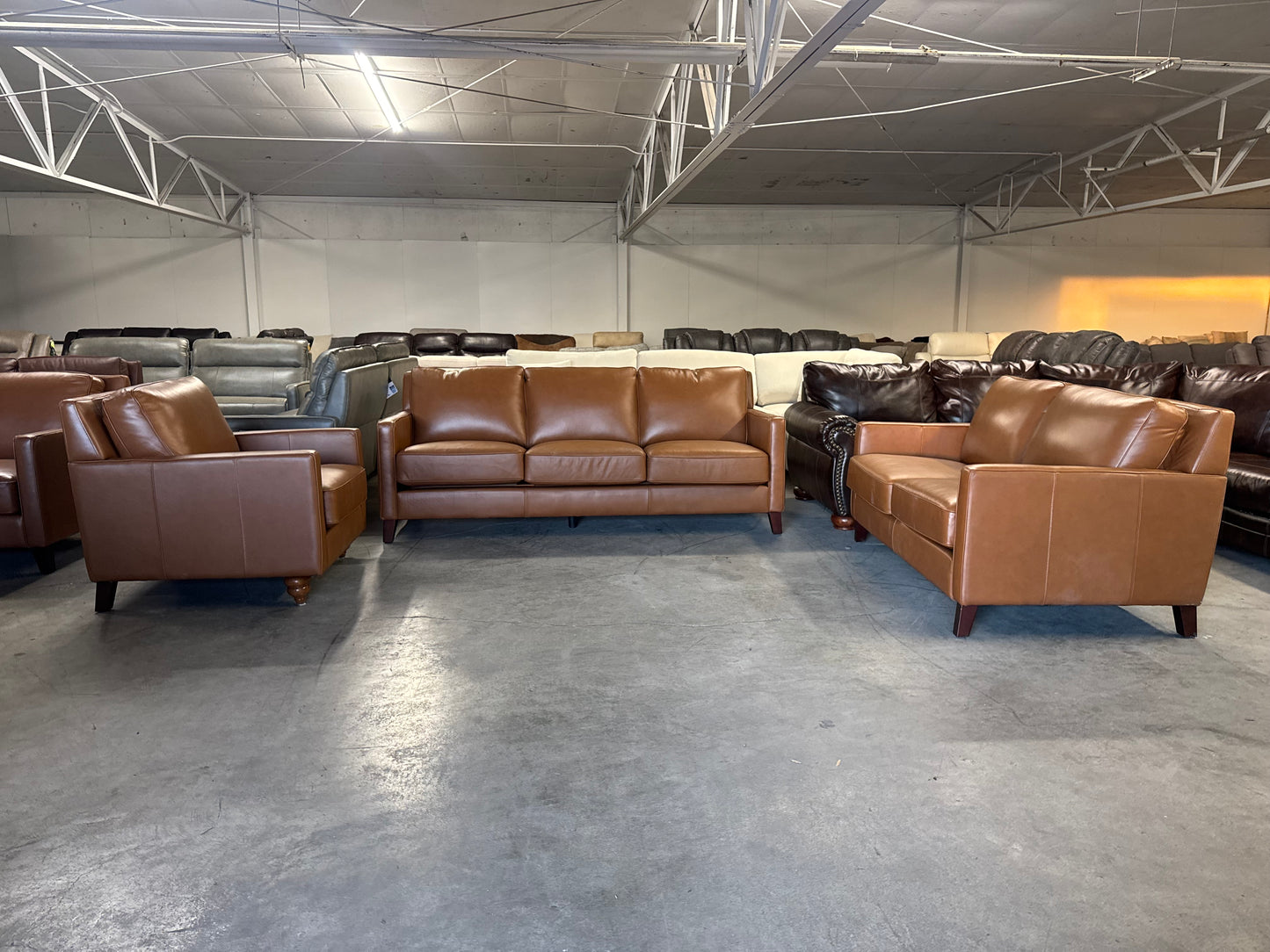 Leather Sofa Set – West Park 3-Piece Leather Set (Sofa, Loveseat & Chair)