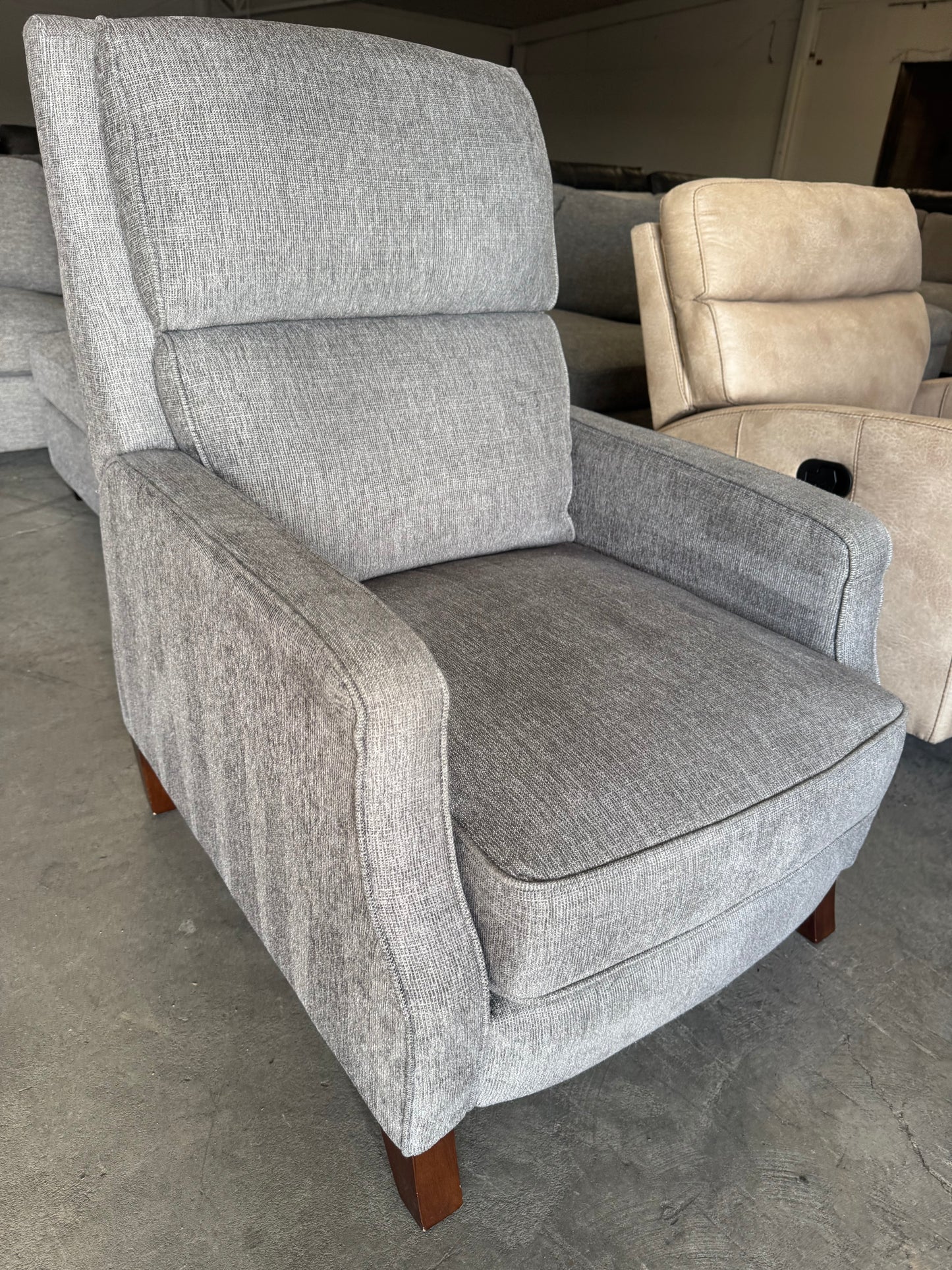Gray Fabric Pushback Recliner