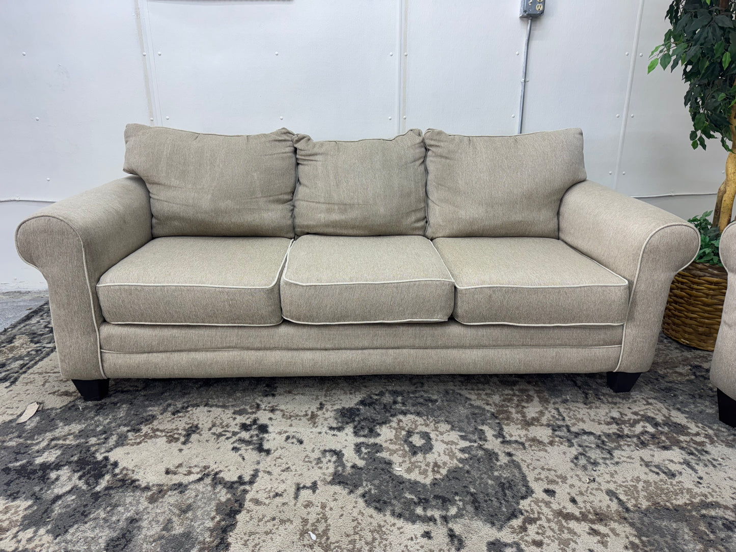 Beige Couch and Armchair Set