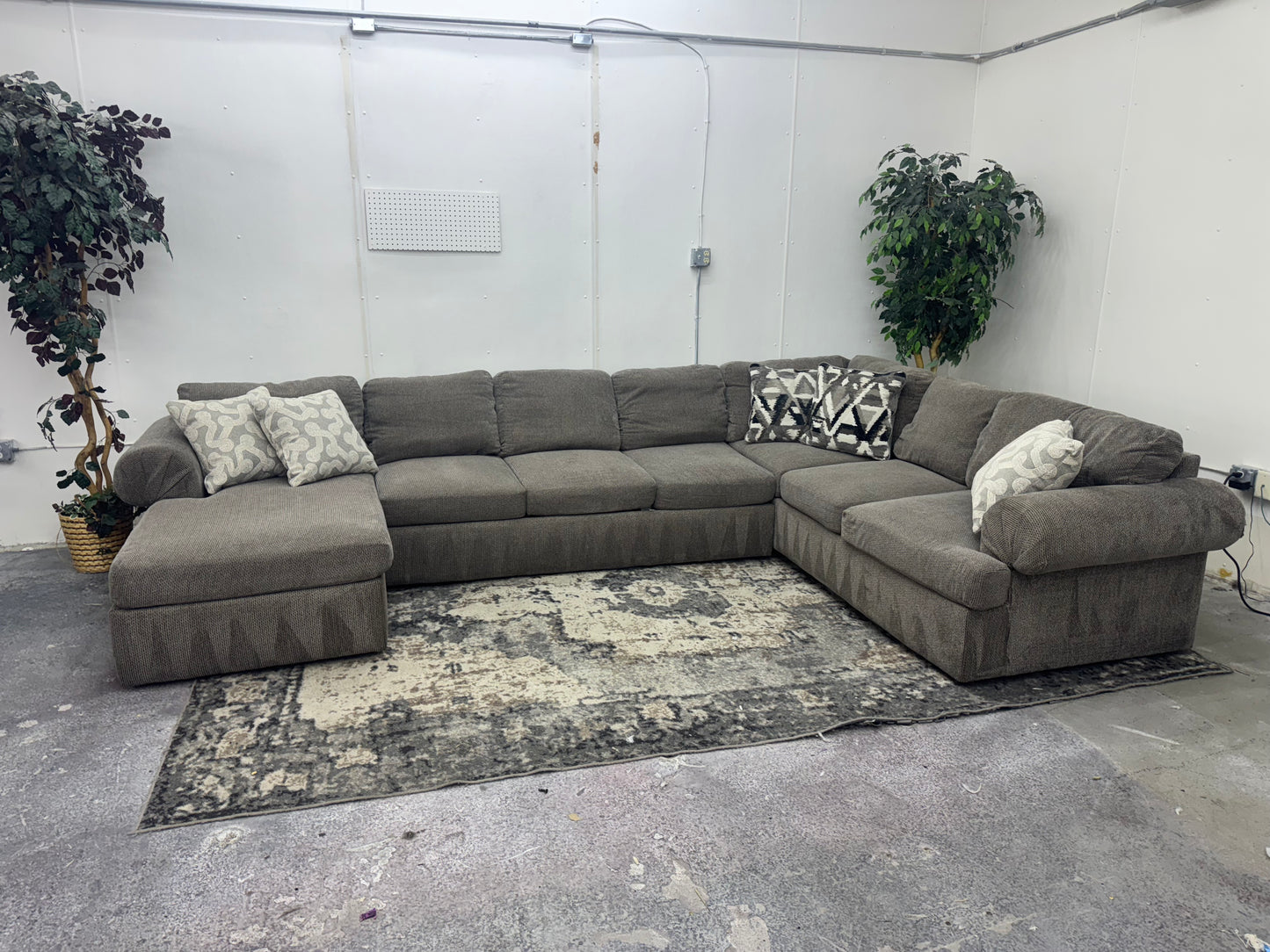 Huge Taupe U-Shaped Sectional with Chaise