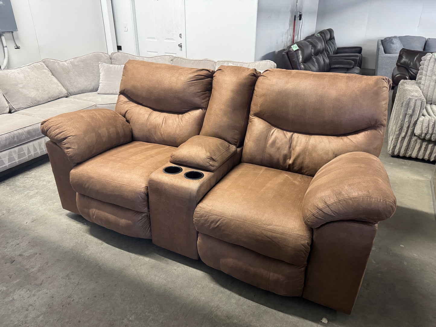 Brown Microfiber Reclining Loveseat