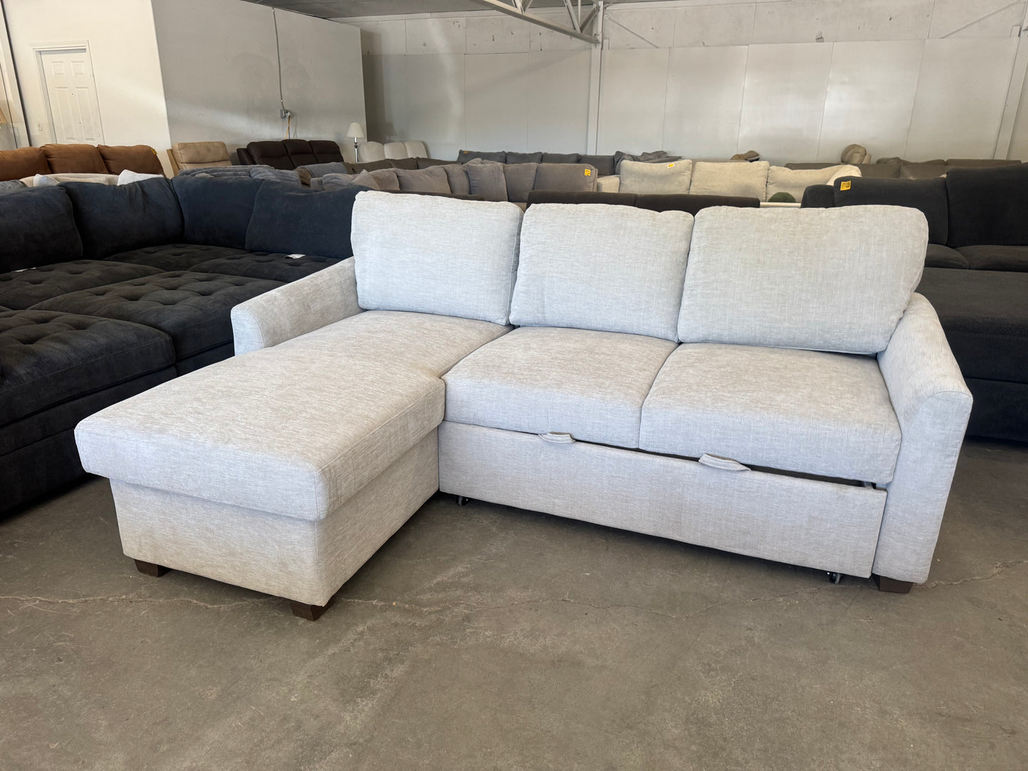 Beige Coddle Cameron Convertible Sleeper Sofa with Storage Chaise