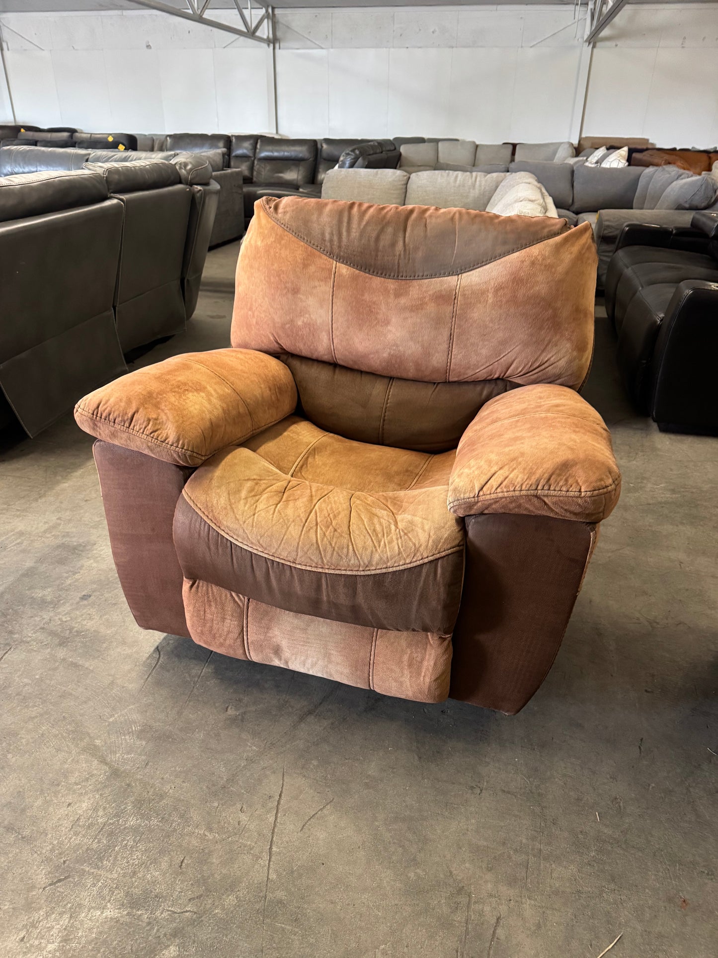 Brown / Beige Two-Toned Electric Rocking Recliner