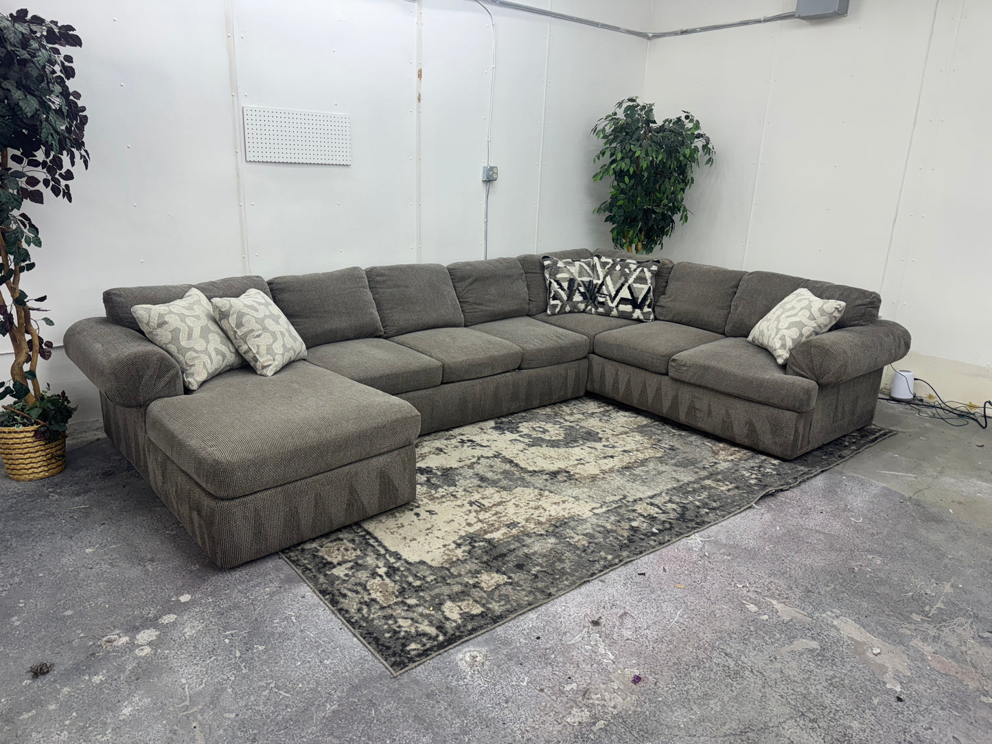 Huge Taupe U-Shaped Sectional with Chaise