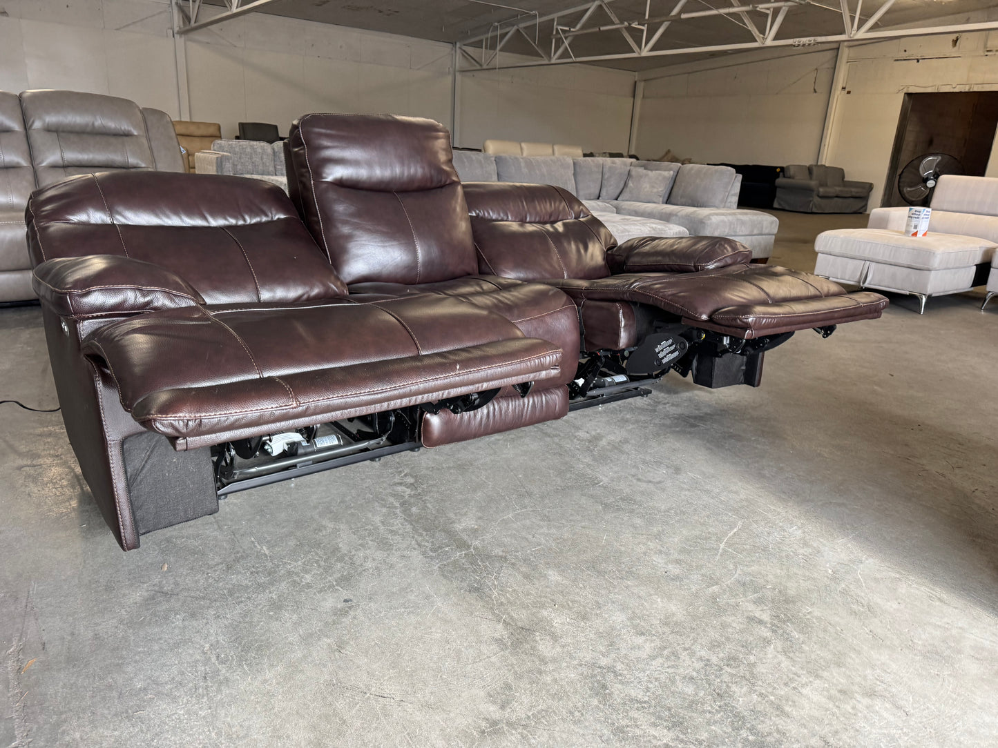 Dark Brown Ridgewin Leather Power Reclining Sofa