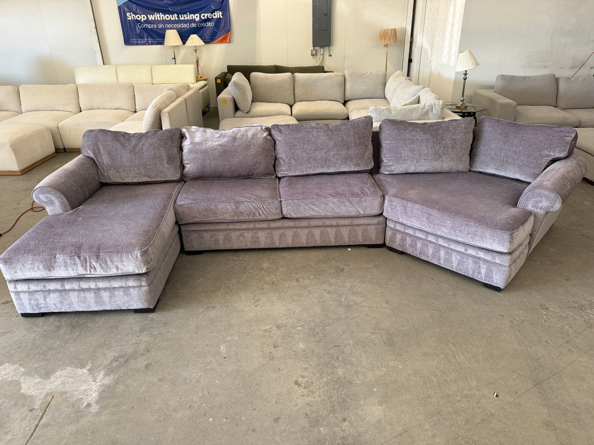 HUGE Sage Gray Sectional Couch – Chaise & Oversized Cuddler
