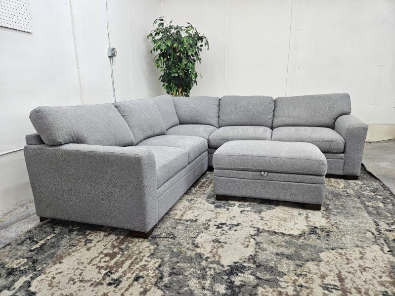 LIKE NEW Costco “Langdon” Sectional - Gray L Shape Sectional with Storage Ottoman