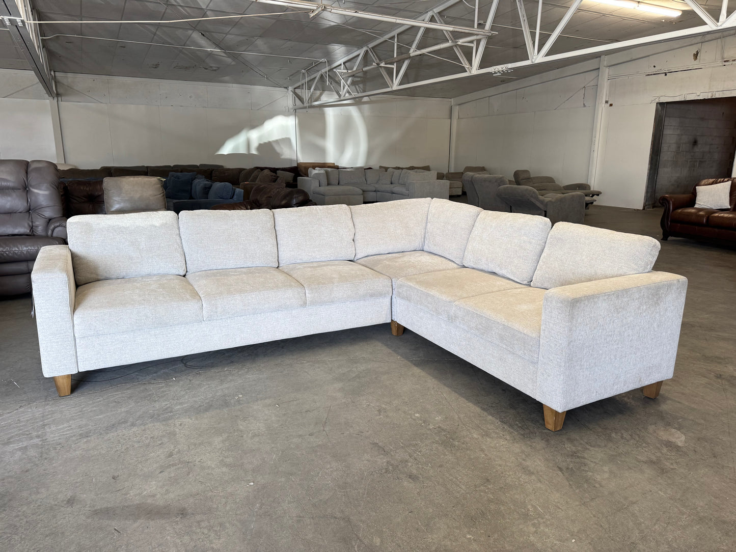 Beige L-Shape Sleeper Sectional with Pull-Out Bed