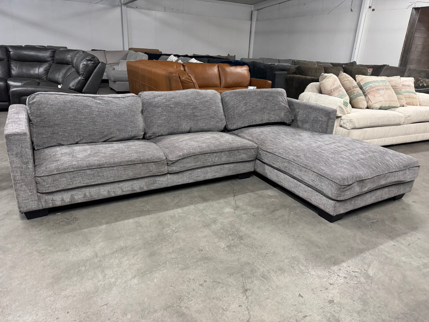 Low-Profile Gray L-Shaped Sofa