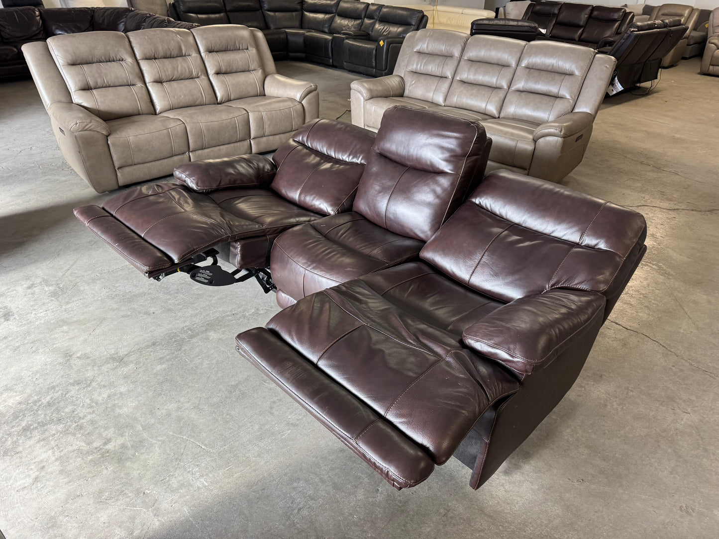 Dark Brown Ridgewin Leather Power Reclining Sofa